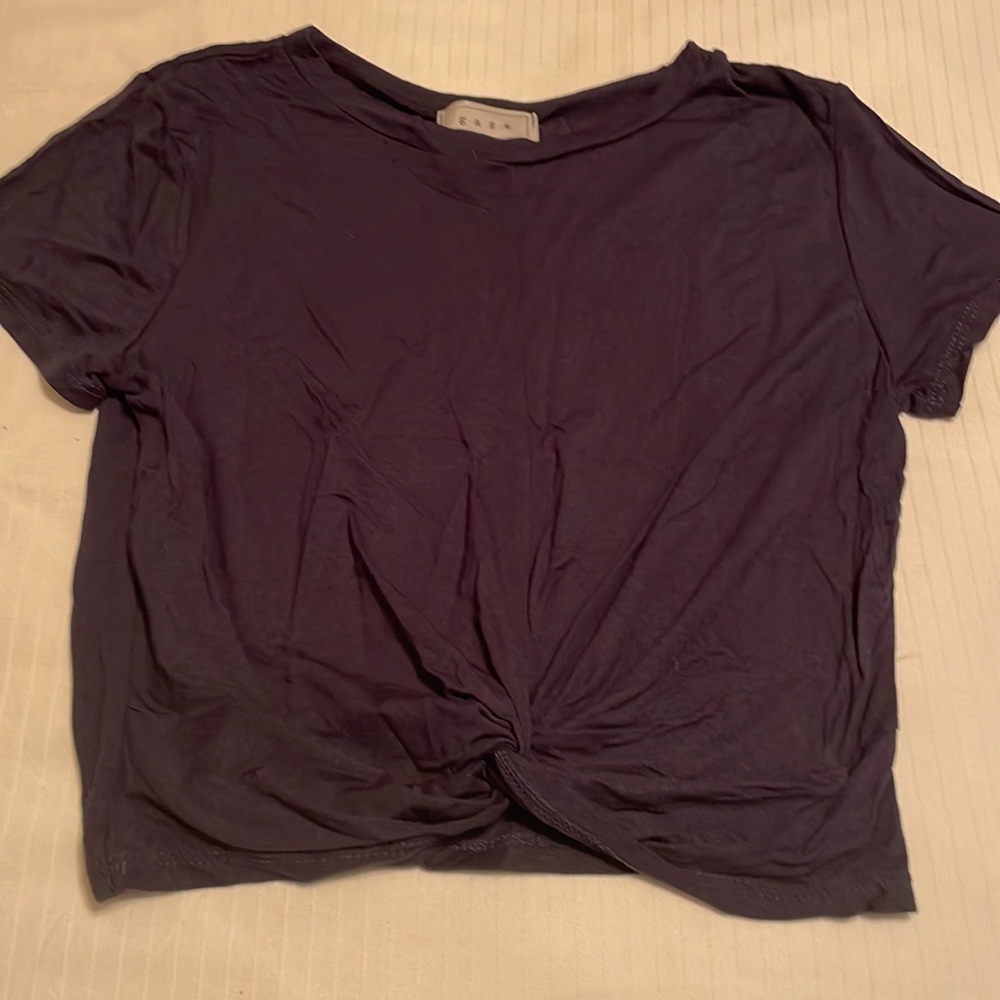 Navy blue knotted crop top